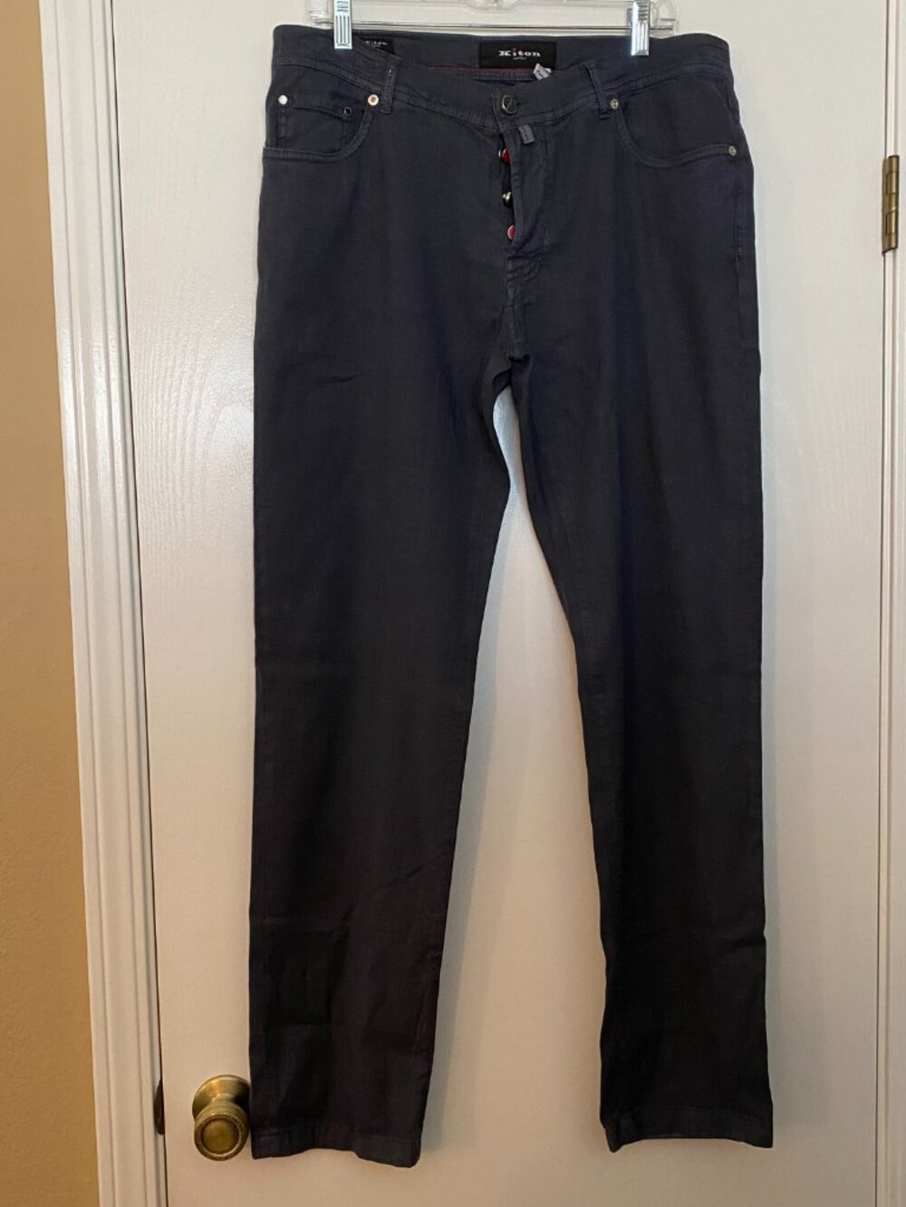 kiton slim fit linen pants